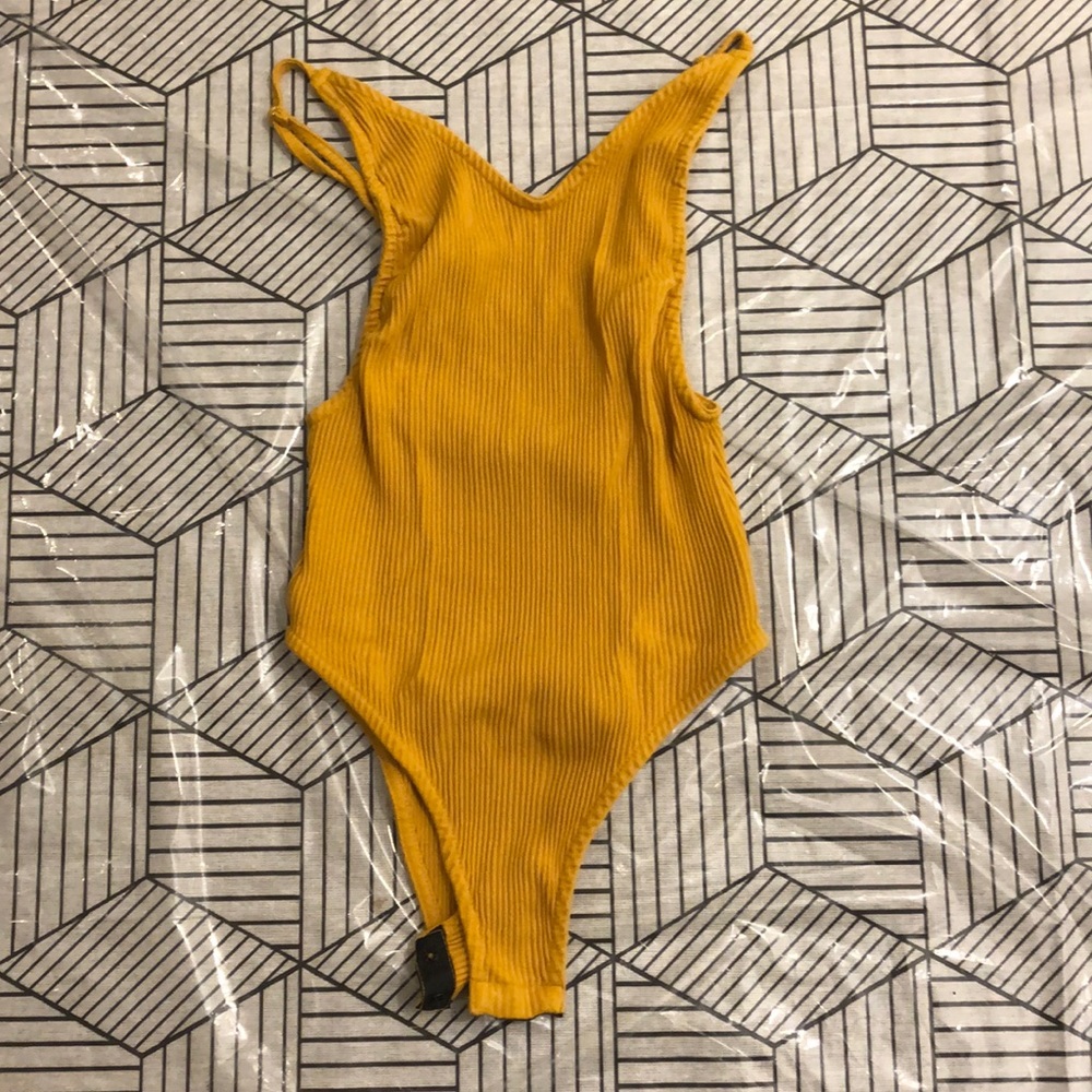 Low cut mustard shirt